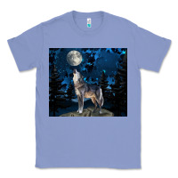 Colony Blue wolf howling at the moon Classic Tee - TumblerDesignByShophia