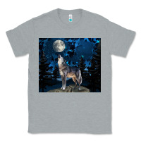 Heather Grey wolf howling at the moon Classic Tee - TumblerDesignByShophia
