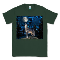 Sports Green wolf howling at the moon Classic Tee - TumblerDesignByShophia