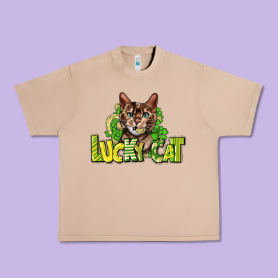 Lucky Cat St. Patrick's Urban Heavy Tee Designed By Howdyjamesfarm