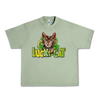 Oil Green Lucky cat St. Patrick's Urban Heavy Tee - HowdyJamesFarm
