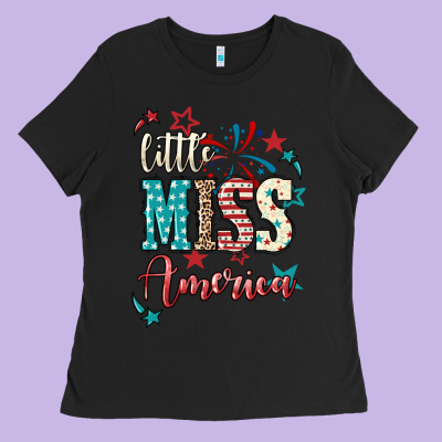 Little Miss America 4th Of July Ladies Tee Designed By Howdyjamesfarm