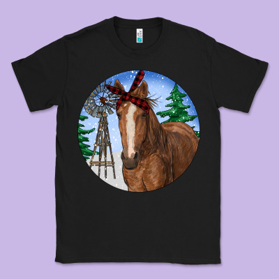 Horse Christmas Classic Tee Designed By Ranaportraitstore