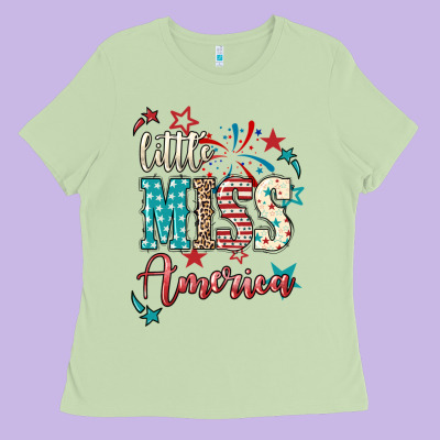 Little Miss America 4th Of July Ladies Tee Designed By Howdyjamesfarm