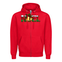 Red noel Christmas bells Zipper Hoodie - BarkalooDesign