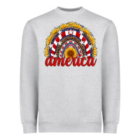 Heather Grey america sunflower rainbow Heavyweight Sweatshirt - Artiststas