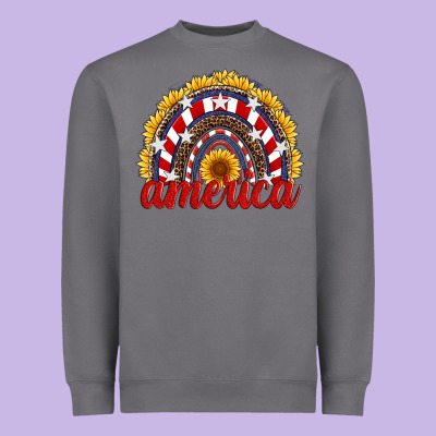 America Sunflower Rainbow Heavyweight Sweatshirt Designed By Artiststas
