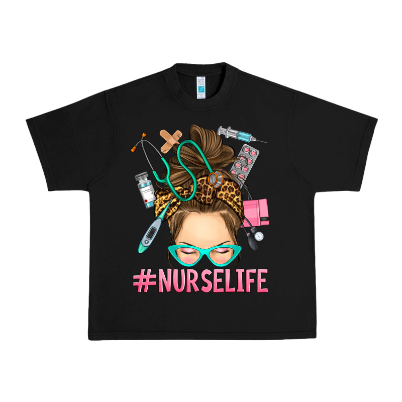 Messy Bun Nurse Life Urban Heavy Tee by RanaPortraitStore | Teevron