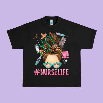Messy Bun Nurse Life Urban Heavy Tee Designed By Ranaportraitstore