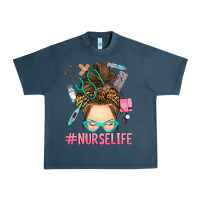 Midnight Navy messy bun nurse life Urban Heavy Tee - RanaPortraitStore