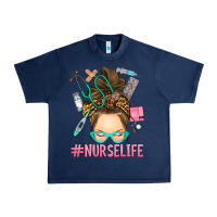 Navy messy bun nurse life Urban Heavy Tee - RanaPortraitStore