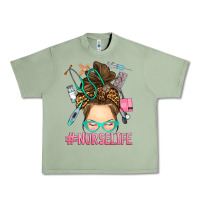 Oil Green messy bun nurse life Urban Heavy Tee - RanaPortraitStore