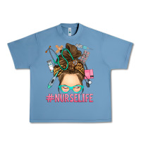 Pebble Blue messy bun nurse life Urban Heavy Tee - RanaPortraitStore