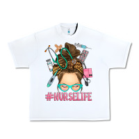 White messy bun nurse life Urban Heavy Tee - RanaPortraitStore