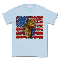 Dusty Blue jesus christ with american flag Classic Tee - TumblerDesignByShophia