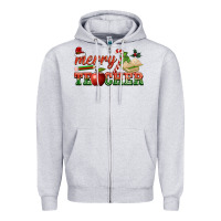Heather Grey merry teacher Zipper Hoodie - BarkalooDesign