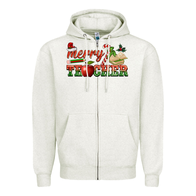 Merry Teacher Zipper Hoodie by BarkalooDesign | Teevron