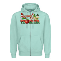 Seafoam merry teacher Zipper Hoodie - BarkalooDesign