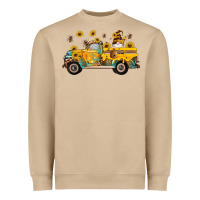 Mushroom western bee gnomes truck sunflowers honeycomb beehive honey turquoise Heavyweight Sweatshirt - Artiststas