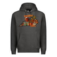 Charcoal Heather happy fall Premium Hoodie - CowhideDigitalArt