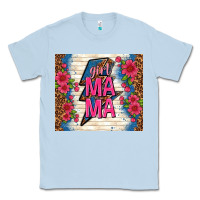 Dusty Blue girl mama thunder with flowers Classic Tee - TumblerDesignByShophia