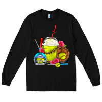 Black Softball Frappe Coffee Long Sleeve Tee - FaDigitalArtStudio