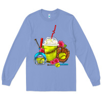 Colony Blue Softball Frappe Coffee Long Sleeve Tee - FaDigitalArtStudio