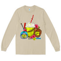 Mushroom Softball Frappe Coffee Long Sleeve Tee - FaDigitalArtStudio
