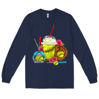 Navy Softball Frappe Coffee Long Sleeve Tee - FaDigitalArtStudio