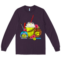 Plum Softball Frappe Coffee Long Sleeve Tee - FaDigitalArtStudio