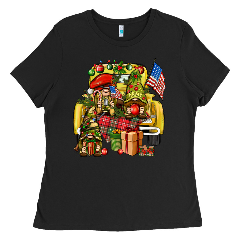 Christmas Army Gnomes Truck 4th Of July Ladies Tee by HowdyJamesFarm | Teevron