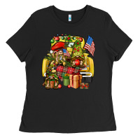 Black Christmas army gnomes truck 4th of july Ladies Tee - HowdyJamesFarm