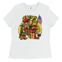 White Christmas army gnomes truck 4th of july Ladies Tee - HowdyJamesFarm