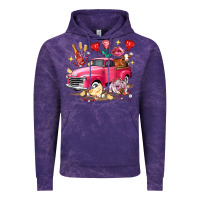 Cloud Purple Valentine's Day Truck Farm Animals Vintage Hoodie - FaDigitalArtStudio