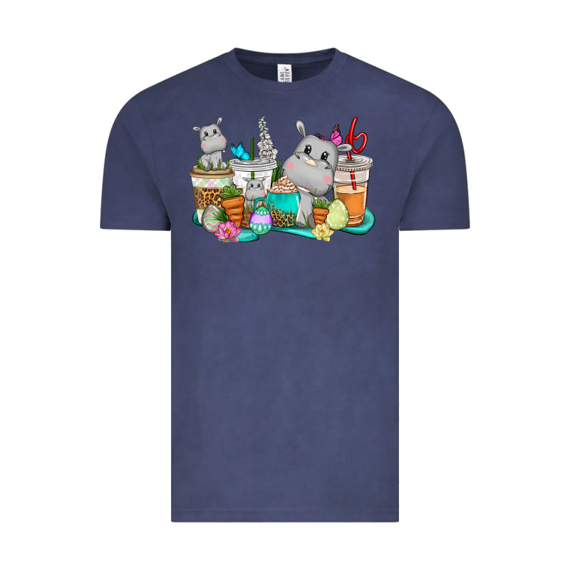 Easter Hippopotamus Coffee Cups Easter Day Vintage Tee by CowGirlArtShop | Teevron
