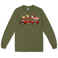 Army Green christmas truck with farm animals Long Sleeve Tee - RanaPortraitStore