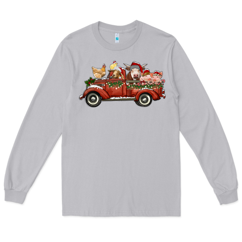 Christmas Truck With Farm Animals Long Sleeve Tee by RanaPortraitStore | Teevron