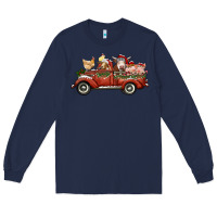 Navy christmas truck with farm animals Long Sleeve Tee - RanaPortraitStore