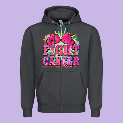 Fight Cancer Zipper Hoodie Designed By Barkaloodesign