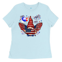 Baby Blue Gnome with 4th Of July elements Ladies Tee - HowdyJamesFarm