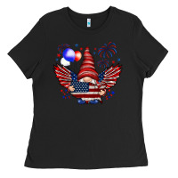 Black Gnome with 4th Of July elements Ladies Tee - HowdyJamesFarm