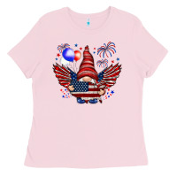 Bubblegum Pink Gnome with 4th Of July elements Ladies Tee - HowdyJamesFarm