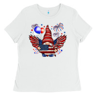 White Gnome with 4th Of July elements Ladies Tee - HowdyJamesFarm