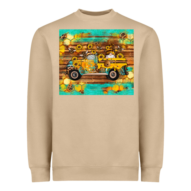 Western Bee Gnomes Truck Honeycomb  Leopard Turquoise Wooden Serape Heavyweight Sweatshirt by Artiststas | Teevron