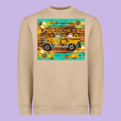 Western Bee Gnomes Truck Honeycomb  Leopard Turquoise Wooden Serape Heavyweight Sweatshirt Designed By Artiststas