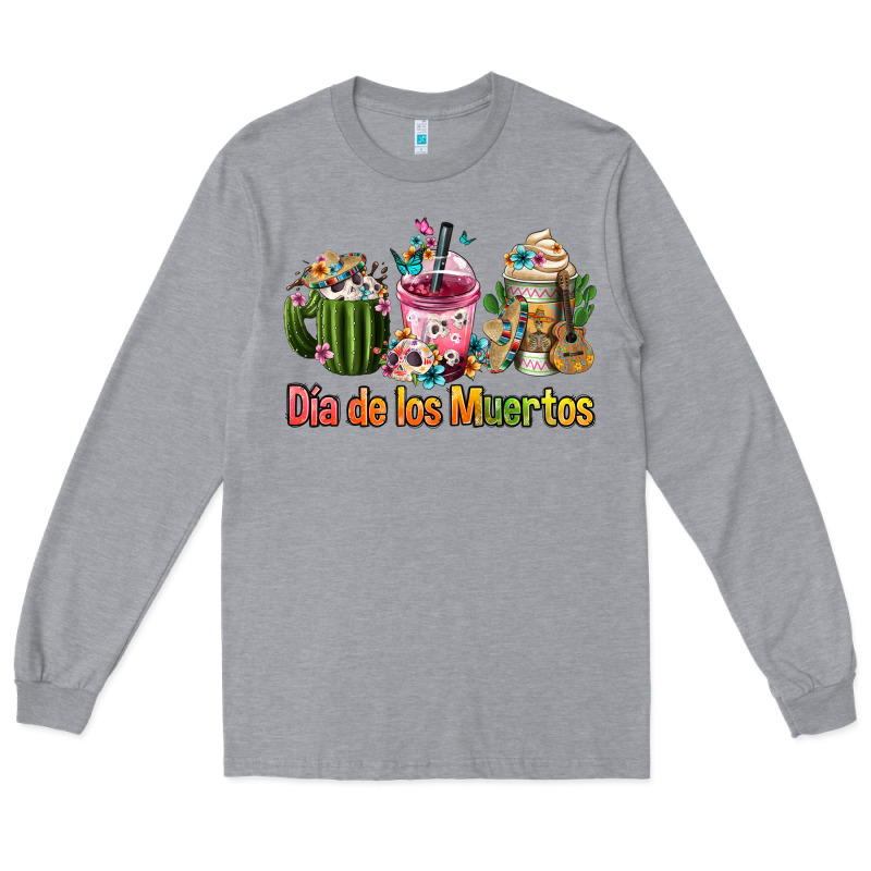 Mexican Día De Los Muertos Coffee Cups Long Sleeve Tee by FaDigitalArtStudio | Teevron