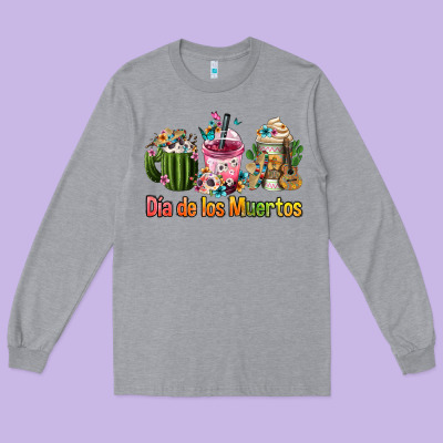 Mexican Día De Los Muertos Coffee Cups Long Sleeve Tee Designed By Fadigitalartstudio