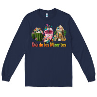 Navy Mexican Día De Los Muertos Coffee Cups Long Sleeve Tee - FaDigitalArtStudio
