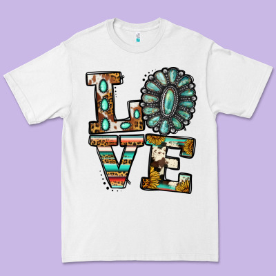 Turquoise Serape Love Premium Tee Designed By Jasminsmagicworld
