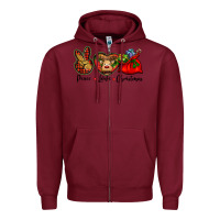 Burgundy peace love Christmas Zipper Hoodie - BarkalooDesign